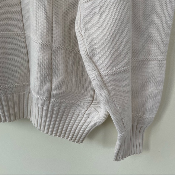 LL Bean Vintage Made in USA 100% Cotton Ivory Square Knit Sweater Men’s Large L - Picture 4 of 8